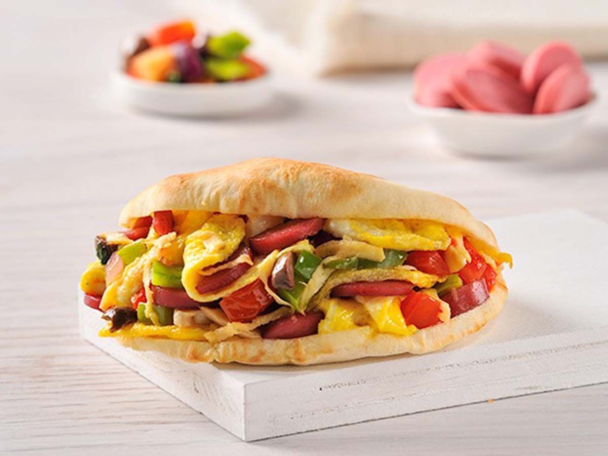 Fried Eggs With Sausage Sandwich