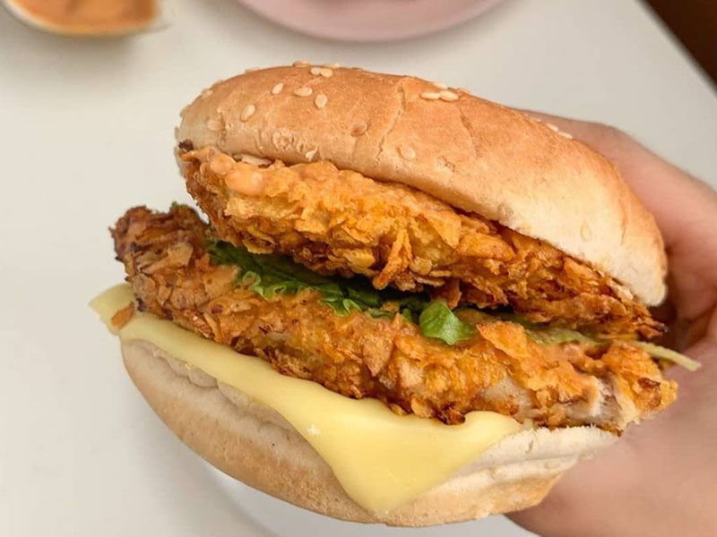 Chicken Zinger With Melted Cheese Sandwich