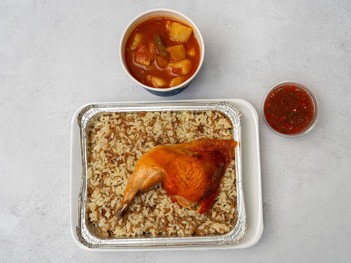 Quarter Chicken, Vermicelli Rice, And Mixed Vegetables
