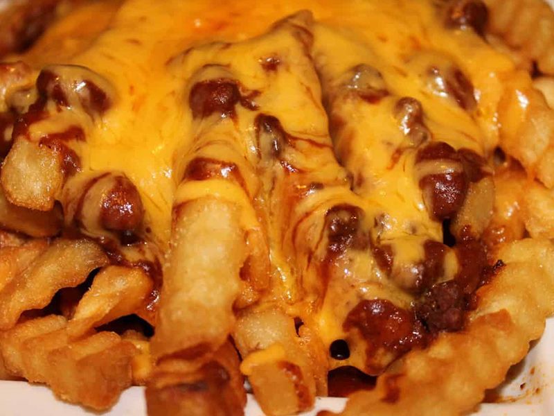 French fries sandwich with cheese