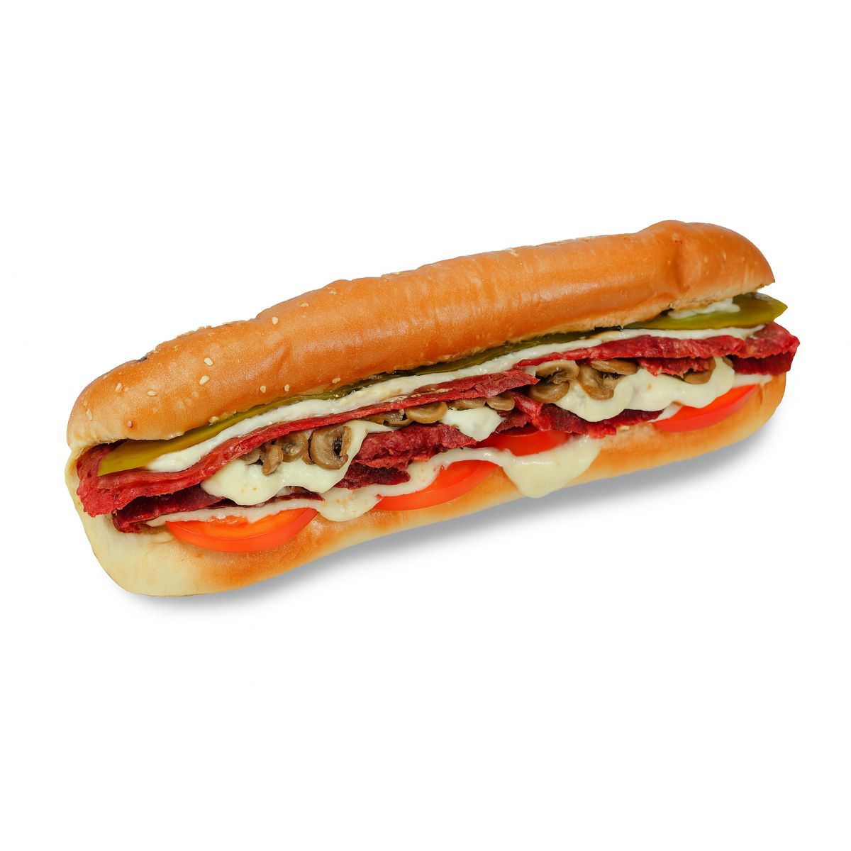 Sausage shawarma fino sandwich with mushrooms and mozzarella