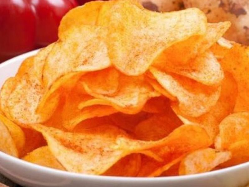 Potato Chips With Ketchup And Mayonnaise Sandwich