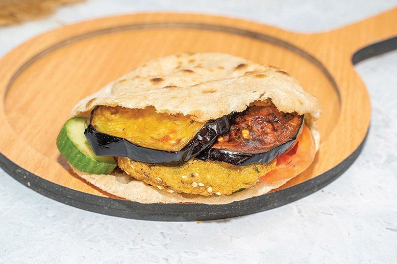 Taamia and Eggplant Sandwich