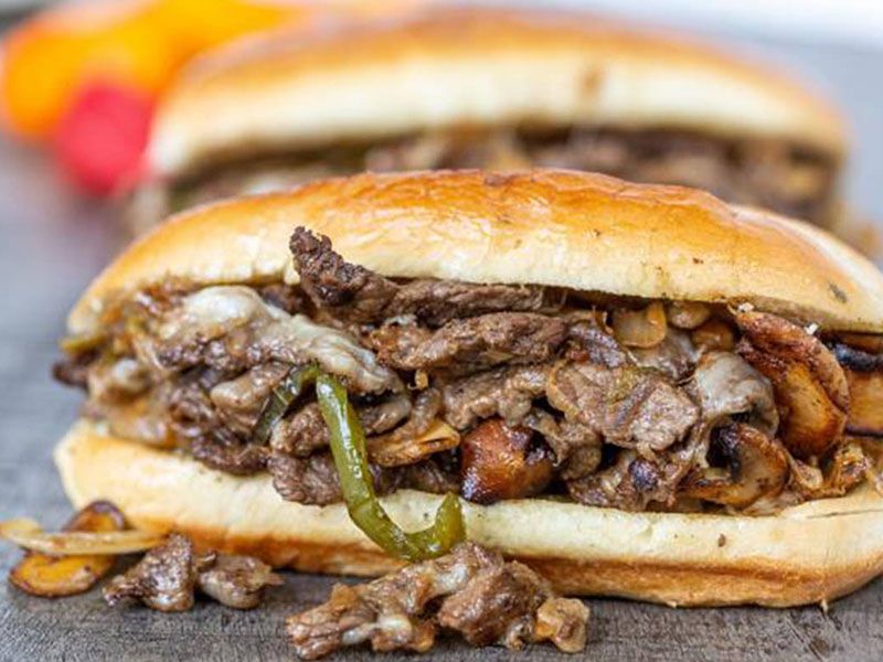 Large Grilled Steak Meat Sandwich