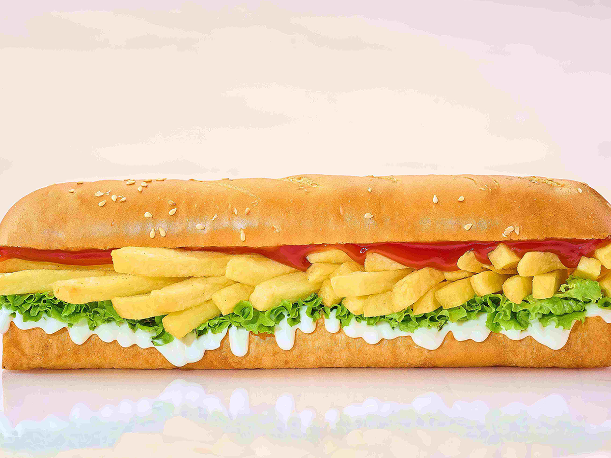 Ketchup Mayonnaise Potato Sandwich