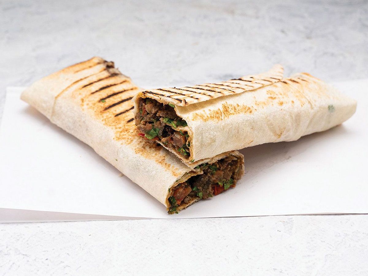 Meat Shawarma Sandwich (Syrian Saj Bread)
