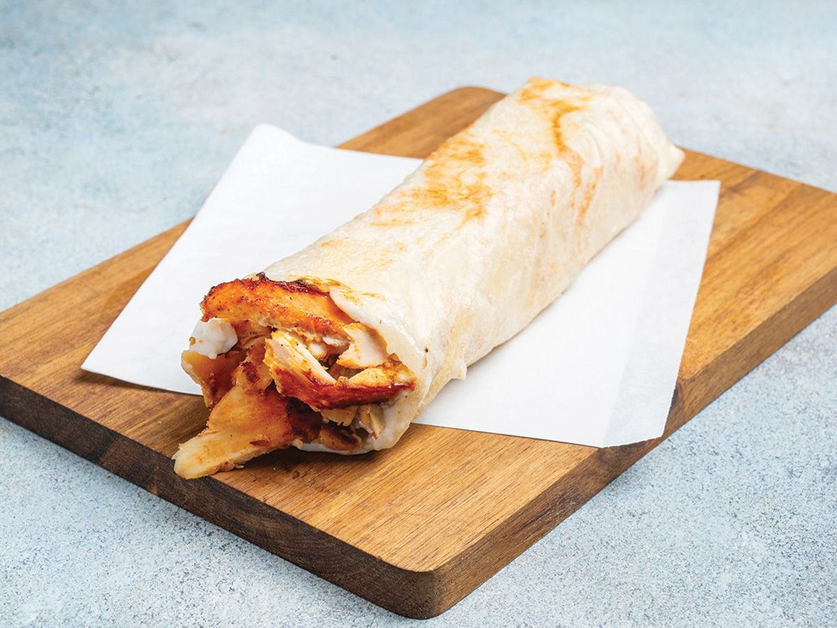 Grilled Chicken Shawarma Sandwich with Fries and Mozzarella