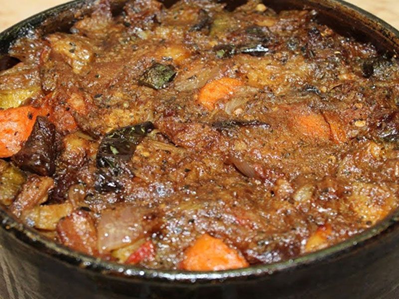 Mix vegetables casserole with meat