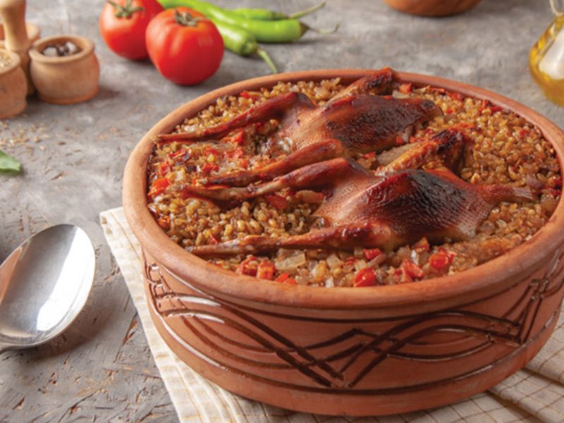 Boneless Pigeon With Oven Baked Rice Casserole