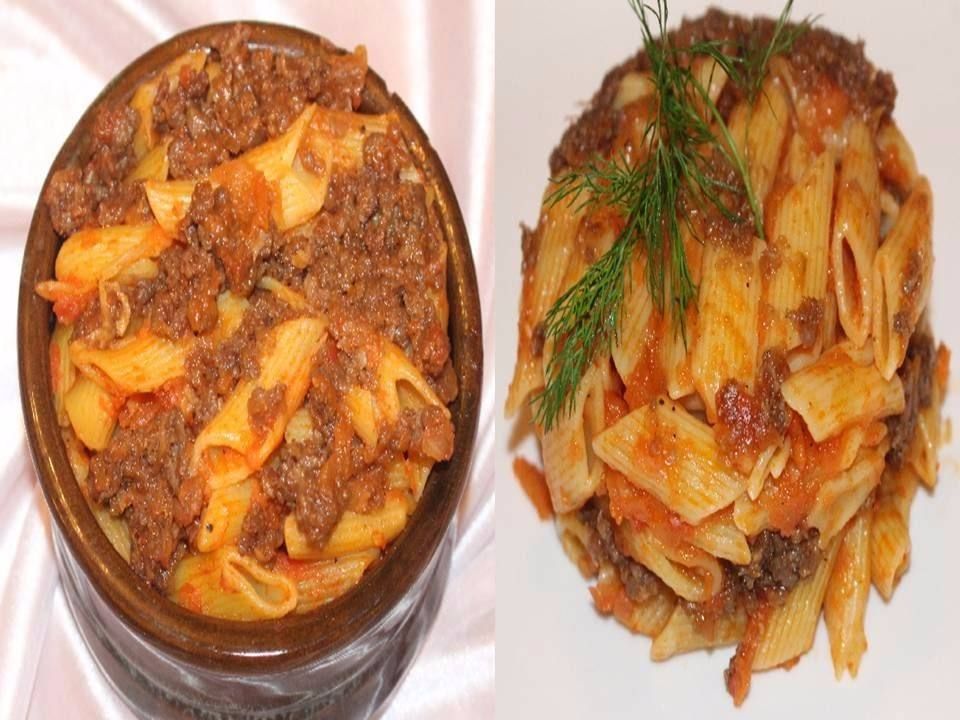 Meat pasta tagine