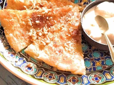 فطيرة كاسترد و زبيب