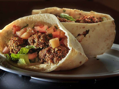 Falafel With Eggplant Sandwich