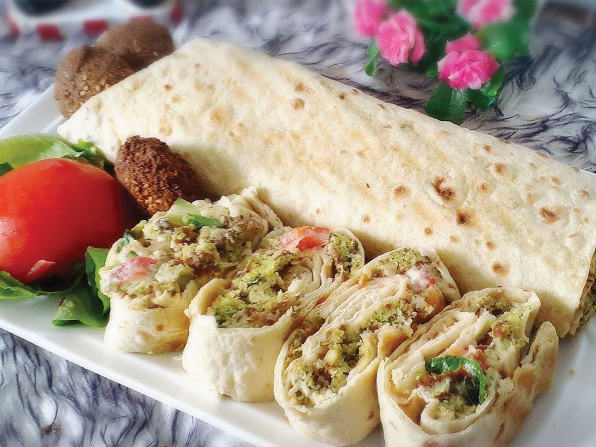 falafel with potatoes and omelette egg