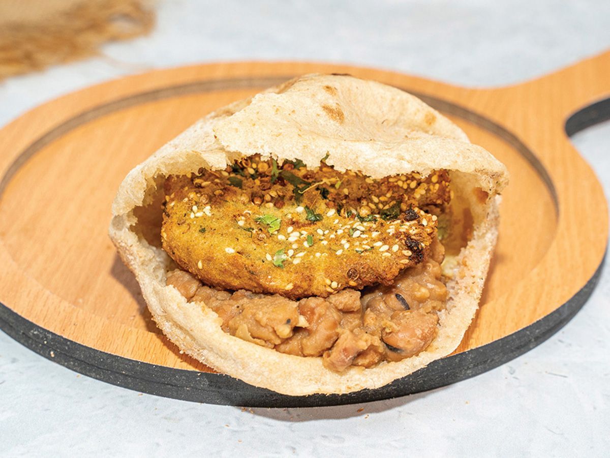 Foul with Falafel Sandwich