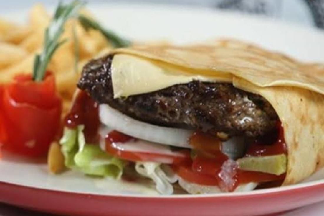 Burger with Eggs Crepe
