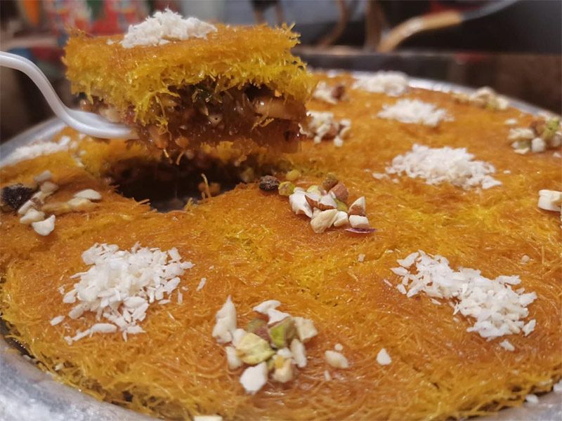 Egyptian Konafa With Raisins And Peanuts