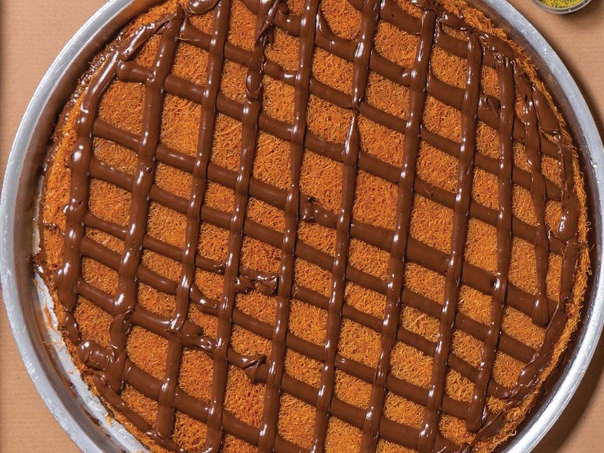 Medium Konafa on charcoal With Nutella