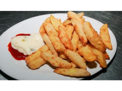French Fries Fingers On Eggs Sandwich