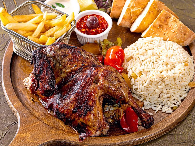 Half Chicken Grilled on Charcoal