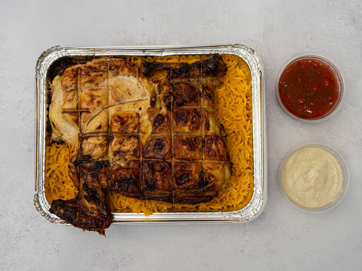 Half Grilled Chicken Rice And Sauce