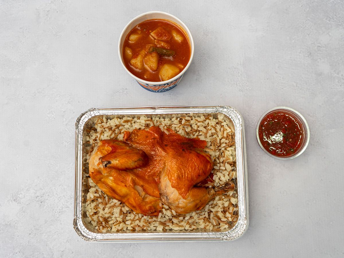 Half Chicken With Vermicelli Rice And Mixed Vegetables