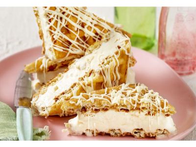 White chocolate waffle sandwich