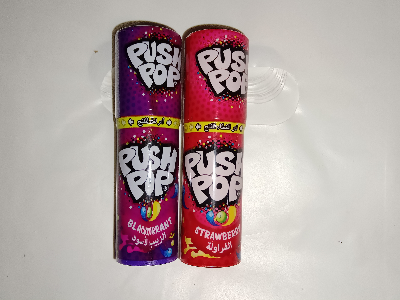Bazooka Push Pop Lollipops with Strawberry & Blackcurrant Flavor - 15 Gm